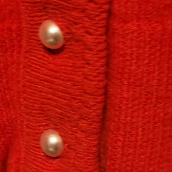 Vintage Red Cardigan Womens Large Pearl Buttons 60s 70s Retro Designers Original - Picture 5 of 8